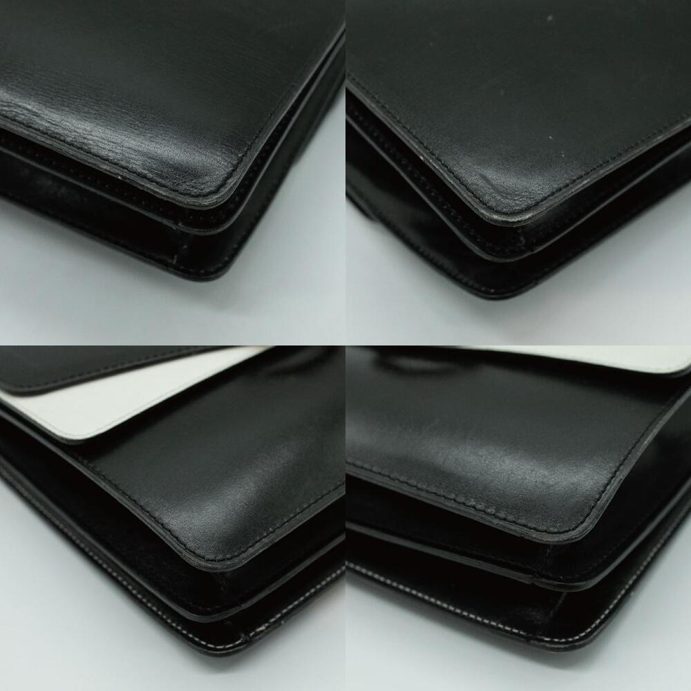 Celine Gancini double flap leather handbag black silver - Picture 3 of 4